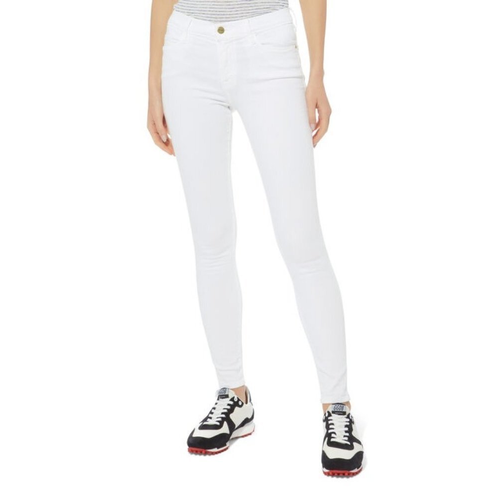Frame Jean Womens 25 White Ankle Le Skinny De Jeanne Low Rise Stretch 5 Pocket - Picture 1 of 7